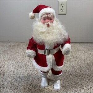 Vtg Harold Gale 1950s Santa Claus 15" Red Velvet White Boots Christmas Decor